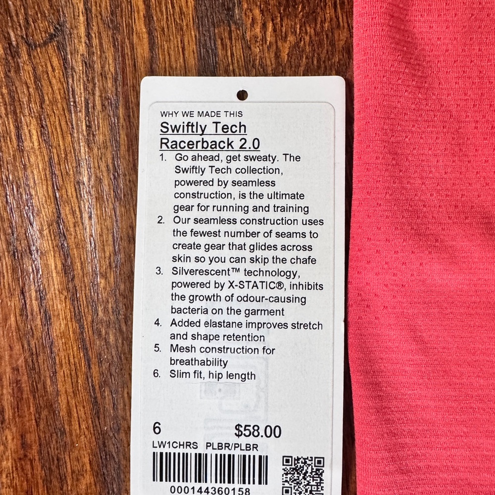 Lululemon Swiftly Tech Racerback 2.0 Pale Raspberry (PLBR) - Picture 2 of 3